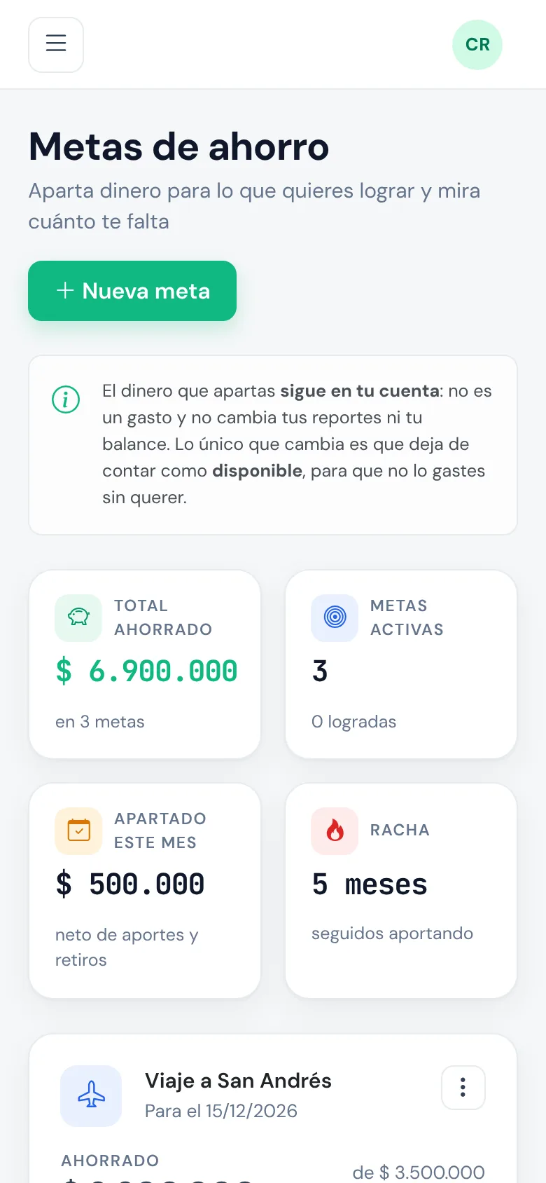 Metas de ahorro en el celular